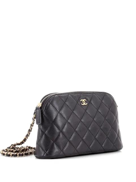 CC Dome Zip Clutch with Chain Quilted Caviar Small shoulder bag by CHANEL 