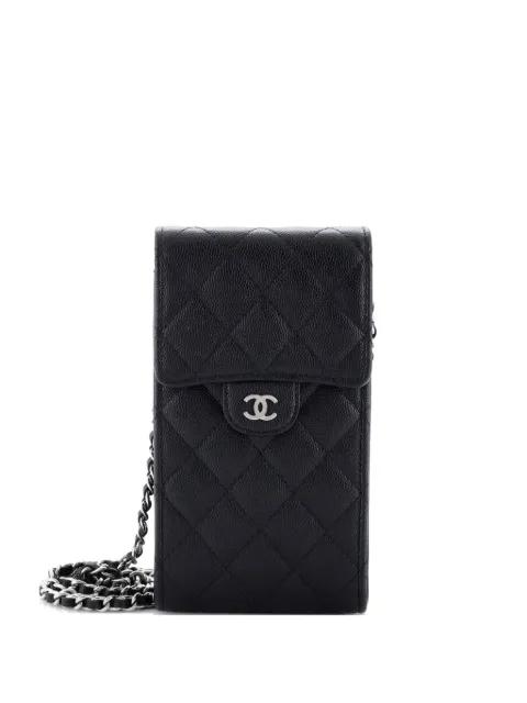 CC Flap Phone Holder Crossbody Bag Quilted Caviar clutch bag by CHANEL 