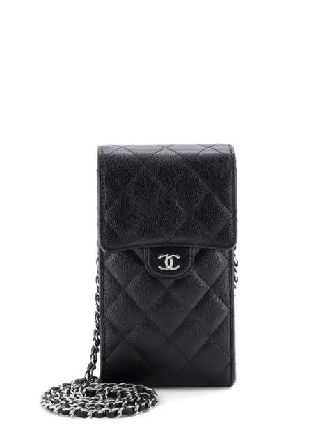 CC Flap Phone Holder Crossbody Bag Quilted Caviar clutch bag by CHANEL 