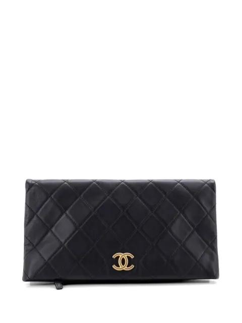 CC Foldover Quilted Lambskin Large clutch bag by CHANEL 