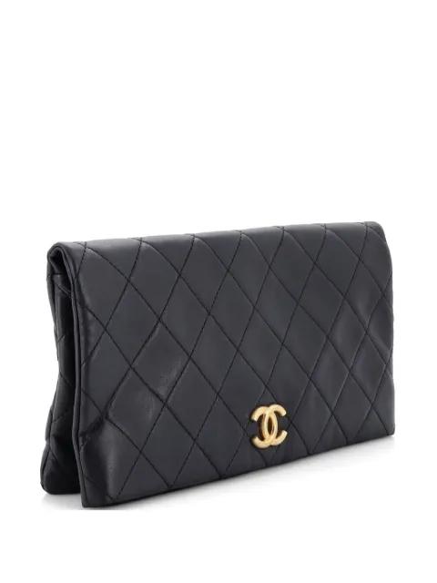 CC Foldover Quilted Lambskin Large clutch bag by CHANEL 