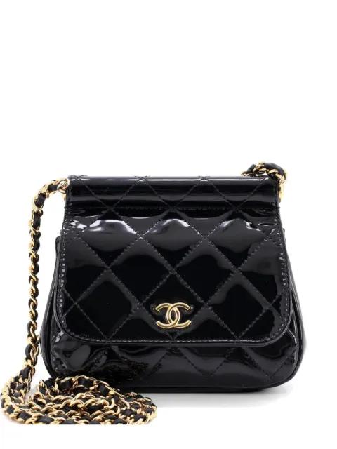 CC Frame Flap with Chain Quilted Patent clutch bag by CHANEL 