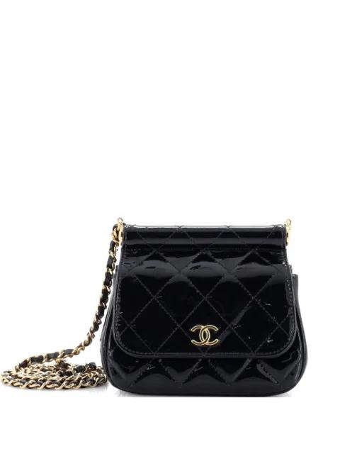 CC Frame Flap with Chain Quilted Patent clutch bag by CHANEL 