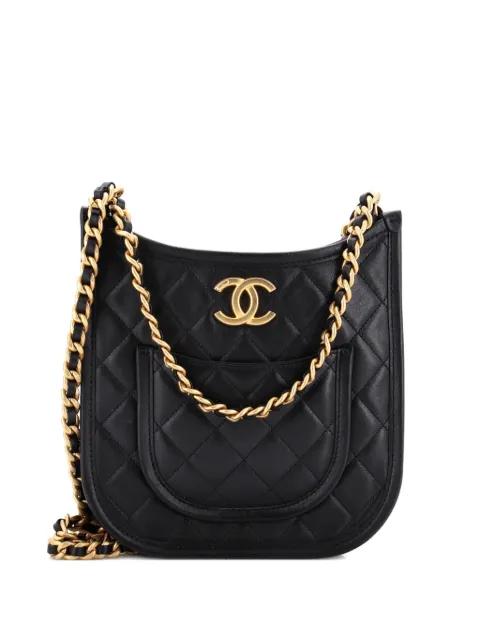 CC Front Pocket Chain Quilted Lambskin Small hobo bag by CHANEL 
