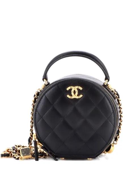 CC Round Top Handle Vanity Case with Chain Quilted Lambskin with Resin Chain Detail Mini shoulder bag by CHANEL CC Round Top Handle Vanity Case with Chain Quilted Lambskin with Resin Chain Detail Mini shoulder bag by CHANEL