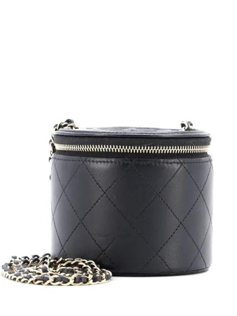 CC Round Vanity Case with Chain Quilted Lambskin Mini clutch bag by CHANEL CC Round Vanity Case with Chain Quilted Lambskin Mini clutch bag by CHANEL