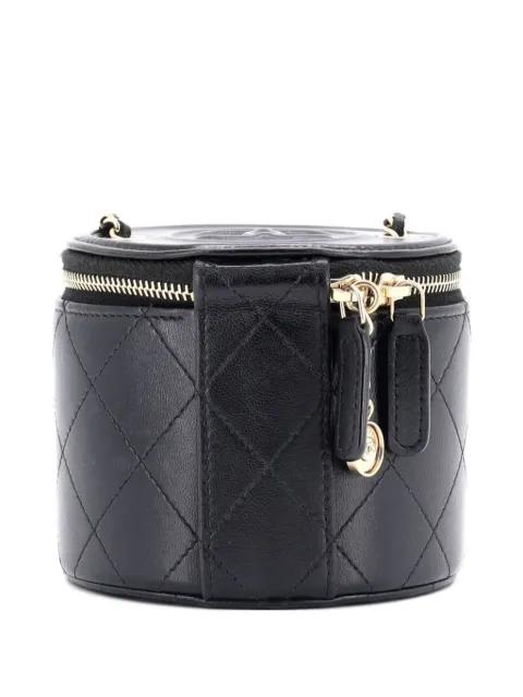 CC Round Vanity Case with Chain Quilted Lambskin Mini clutch bag by CHANEL CC Round Vanity Case with Chain Quilted Lambskin Mini clutch bag by CHANEL