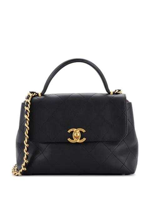 CC Top Handle Flap Bag Quilted Calfskin Large crossbody bag by CHANEL 