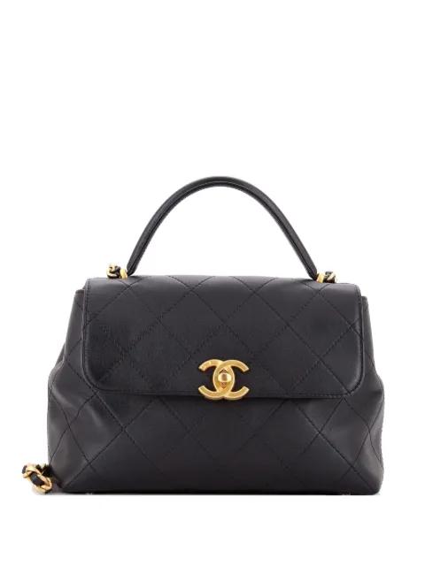 CC Top Handle Flap Bag Quilted Calfskin Large crossbody bag by CHANEL 