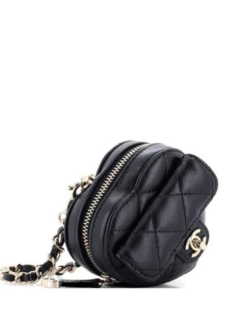 CC in Love Heart Chain Necklace Zip Coin Purse Quilted Lambskin clutch bag by CHANEL 