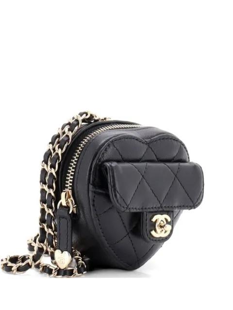 CC in Love Heart Chain Necklace Zip Coin Purse Quilted Lambskin clutch bag by CHANEL 