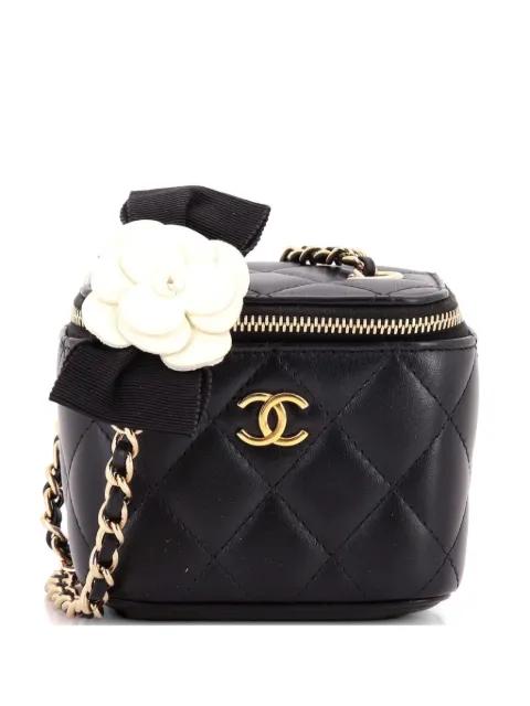 Camellia Bow Vanity Case with Chain Quilted Lambskin Mini crossbody bag by CHANEL 