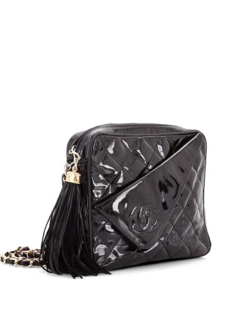 Camera Tassel Bag Quilted Patent Large shoulder bag by CHANEL 