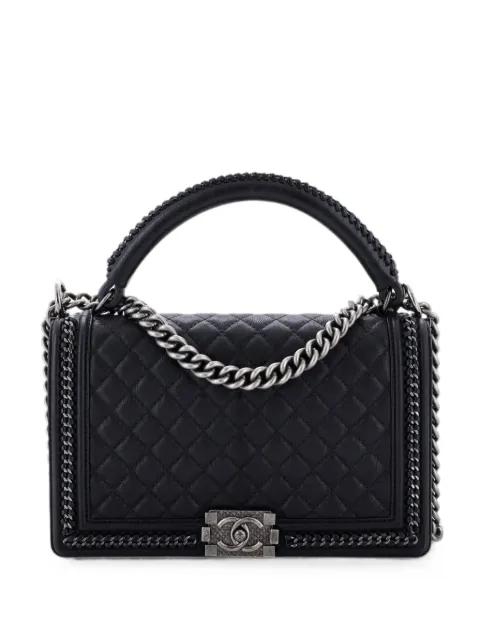 Chain Handle Boy Flap Bag Quilted Calfskin New Medium shoulder bag by CHANEL 