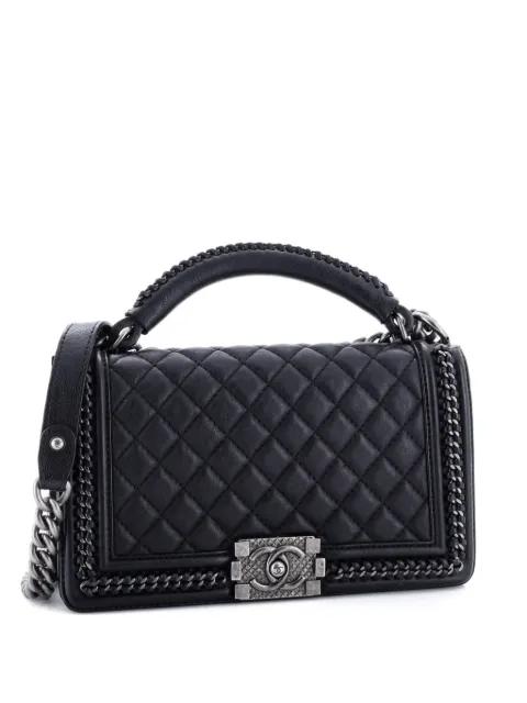 Chain Handle Boy Flap Bag Quilted Calfskin Old Medium shoulder bag by CHANEL 