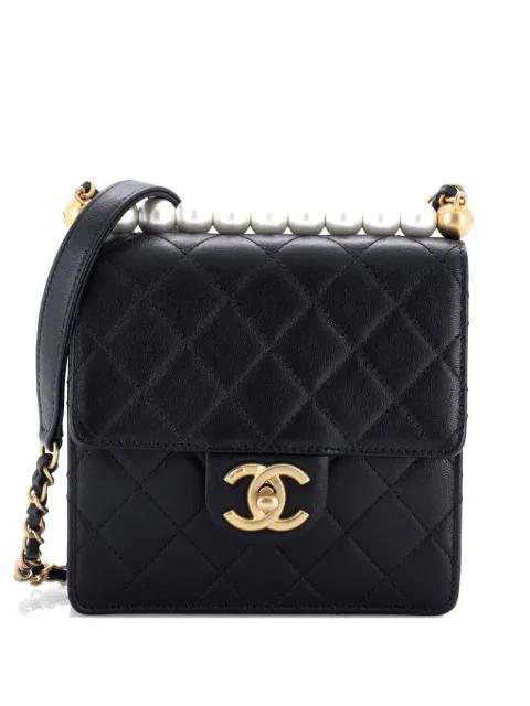 Chic Pearls Flap Bag Quilted Goatskin Mini crossbody bag by CHANEL 