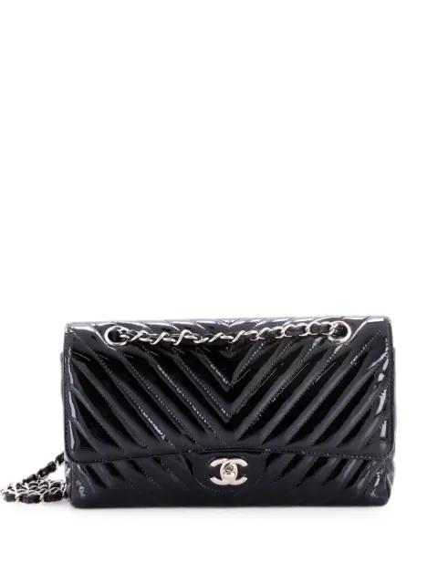 Classic Double Flap Bag Chevron Patent Medium shoulder bag by CHANEL 