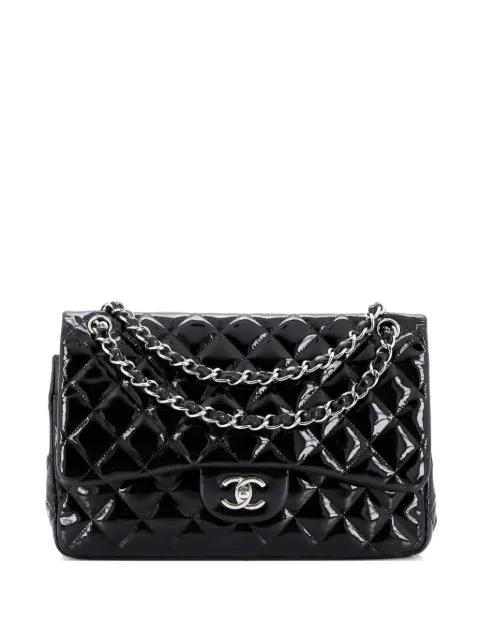 Classic Double Flap Bag Quilted Patent Jumbo shoulder bag by CHANEL 