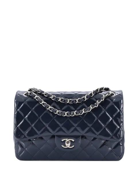 Classic Double Flap Bag Quilted Patent Jumbo shoulder bag by CHANEL Classic Double Flap Bag Quilted Patent Jumbo shoulder bag by CHANEL