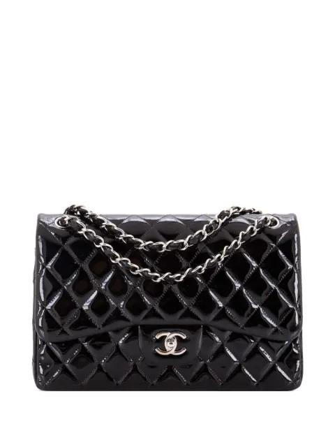 Classic Double Flap Bag Quilted Patent Jumbo shoulder bag by CHANEL 