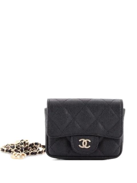 Classic Flap Chain Quilted Caviar Mini belt bag by CHANEL 