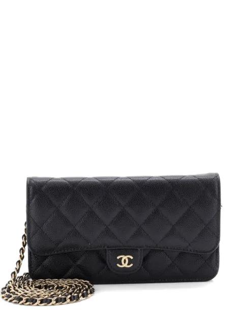 Classic Flap Phone Holder with Chain Quilted Caviar clutch bag by CHANEL 
