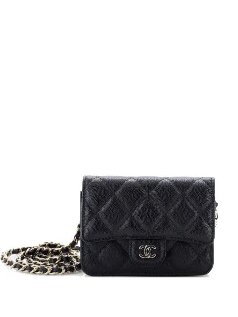 Classic Flap with Chain Quilted Caviar Small clutch bag by CHANEL 