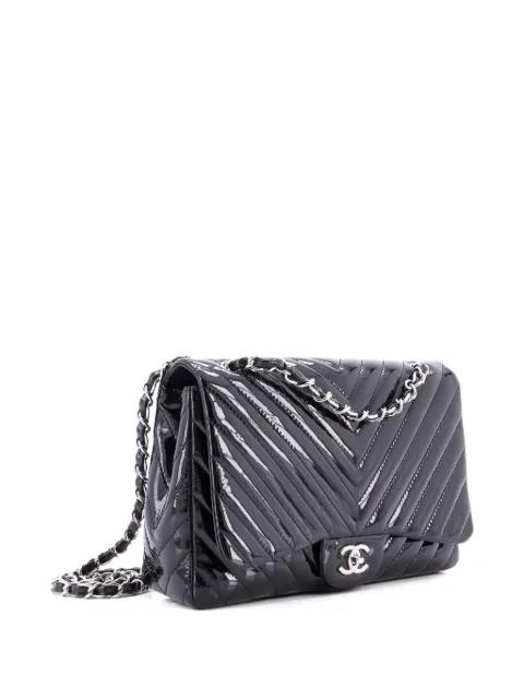Classic Single Flap Bag Chevron Patent Maxi shoulder bag by CHANEL 