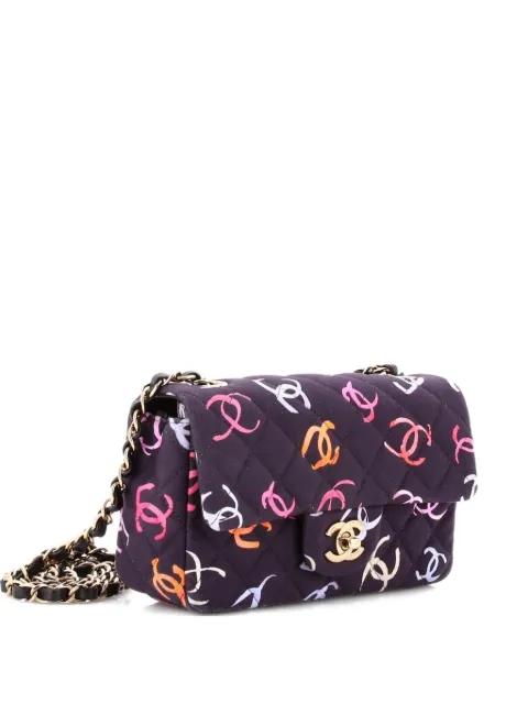 Classic Single Flap Bag Quilted CC Printed Fabric Mini shoulder bag by CHANEL Classic Single Flap Bag Quilted CC Printed Fabric Mini shoulder bag by CHANEL