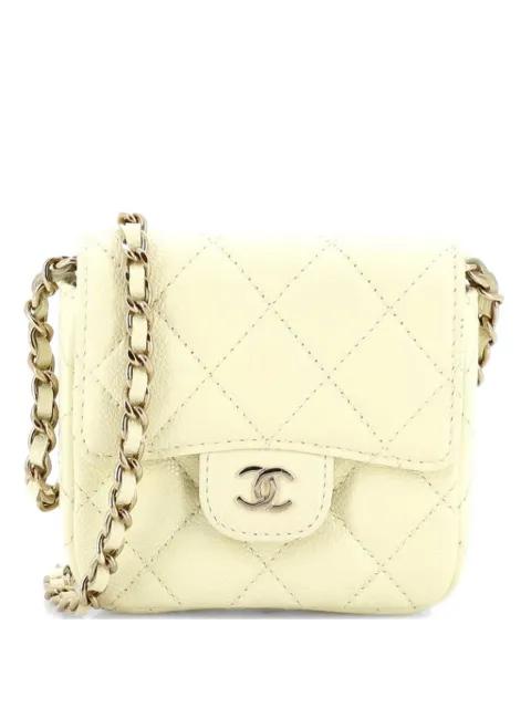 Classic Square Flap with Chain Quilted Caviar Mini clutch bag by CHANEL 