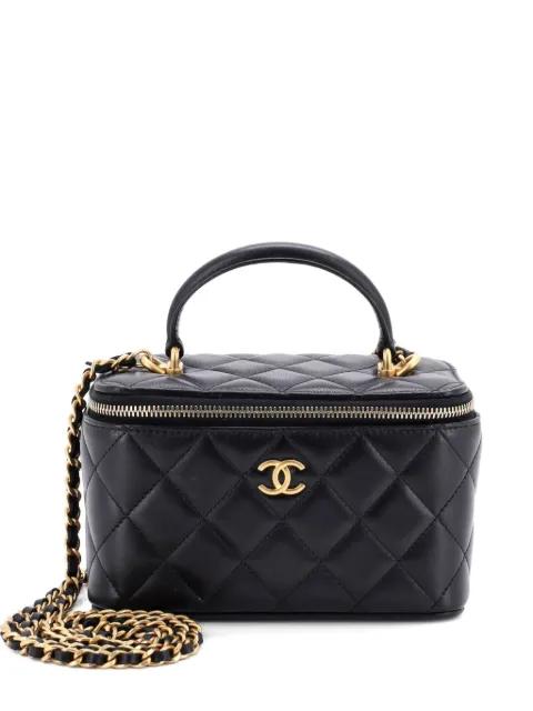 Classic Top Handle Vanity Case with Chain Quilted Lambskin Small crossbody bag by CHANEL 