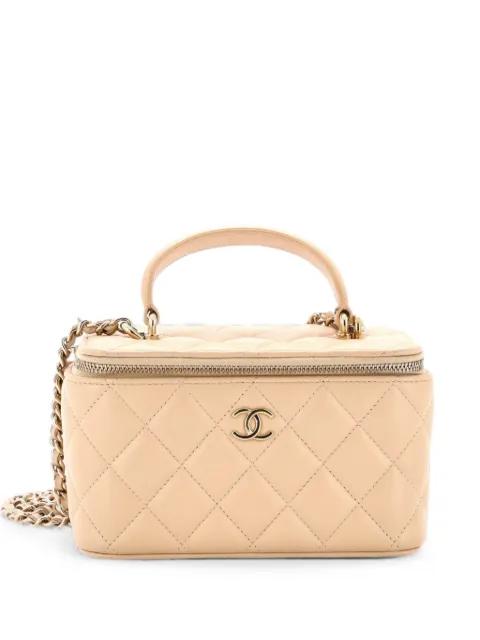 Classic Top Handle Vanity Case with Chain Quilted Lambskin Small crossbody bag by CHANEL 