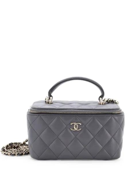 Classic Top Handle Vanity Case with Chain Quilted Lambskin Small crossbody bag by CHANEL 