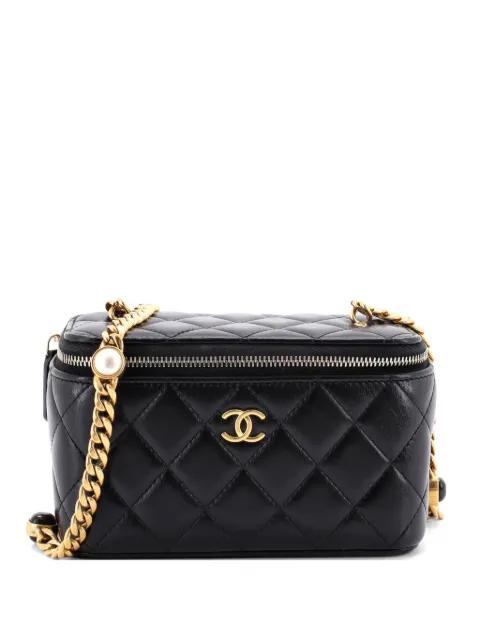 Classic Vanity Case with Resin Pearl Chain Quilted Lambskin Small clutch bag by CHANEL 