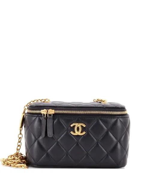 Classic Vanity Case with Resin Pearl Chain Quilted Lambskin Small clutch bag by CHANEL 