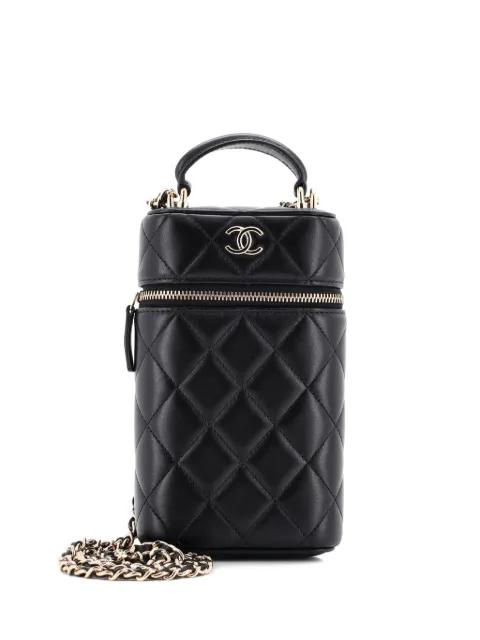 Classic Vanity Top Handle Phone Holder with Chain Quilted Lambskin crossbody bag by CHANEL 