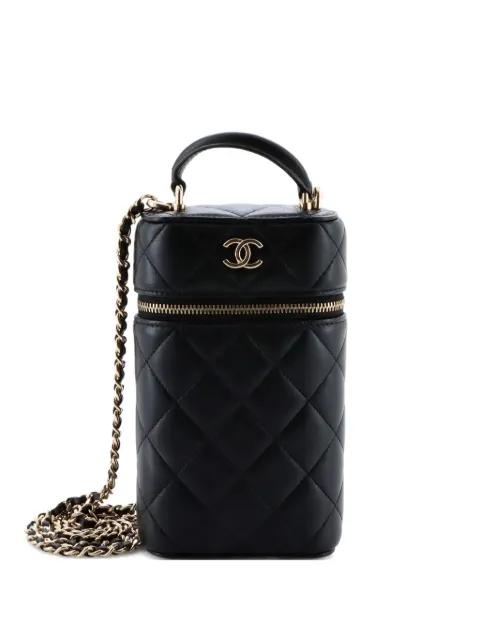 Classic Vanity Top Handle Phone Holder with Chain Quilted Lambskin crossbody bag by CHANEL Classic Vanity Top Handle Phone Holder with Chain Quilted Lambskin crossbody bag by CHANEL
