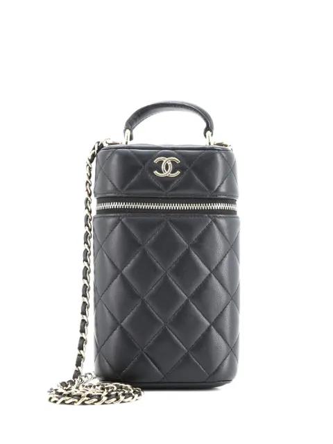 Classic Vanity Top Handle Phone Holder with Chain Quilted Lambskin crossbody bag by CHANEL 