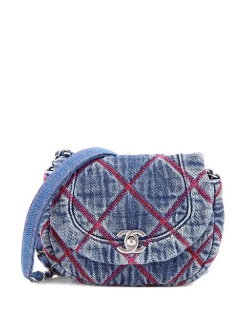 Coco Beach Messenger Bag Quilted Denim Mini crossbody bag by CHANEL 