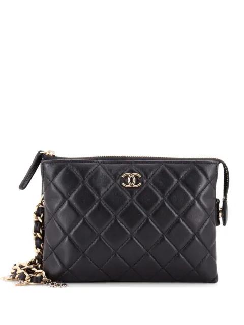 Coco Charms Wristlet Pouch Quilted Lambskin clutch bag by CHANEL 