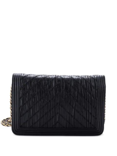 Coco Pleats Boy Wallet on Chain Pleated Crumpled Calfskin clutch bag by CHANEL 