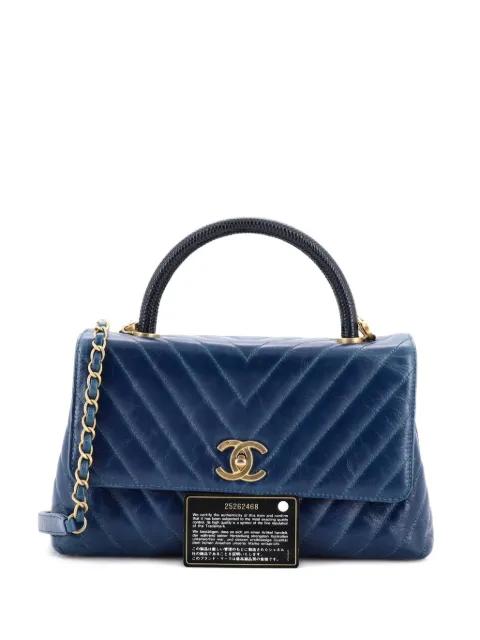 Coco Top Handle Bag Chevron Calfskin with Lizard Small satchel by CHANEL 