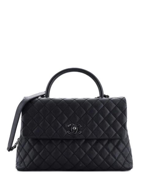 Coco Top Handle Bag Quilted Caviar Medium satchel by CHANEL 