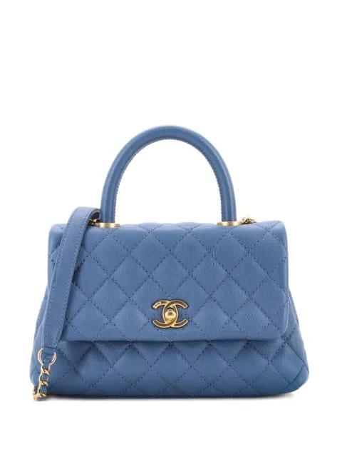 Coco Top Handle Bag Quilted Caviar Mini satchel by CHANEL 