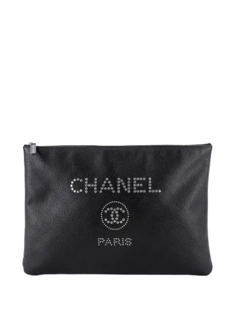 Deauville Pouch Studded Caviar Large clutch bag by CHANEL 