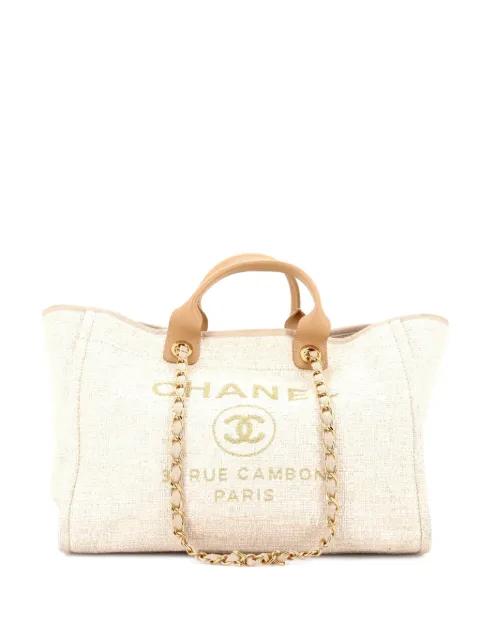 Deauville Raffia with Glitter Detail Medium tote bag by CHANEL 