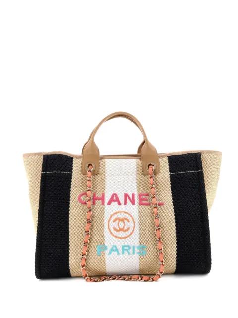Deauville Striped Viscose Canvas Medium tote bag by CHANEL 