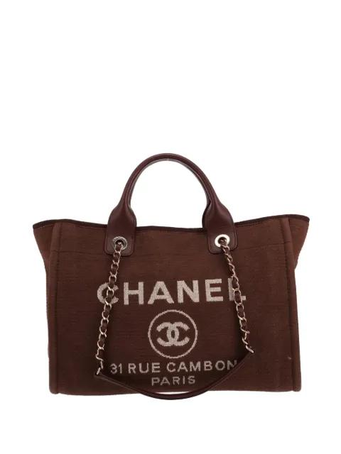 Deauville canvas and leather shopping bag by CHANEL 