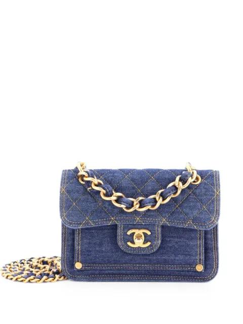 Double You CC Flap Bag Quilted Denim Medium shoulder bag by CHANEL 