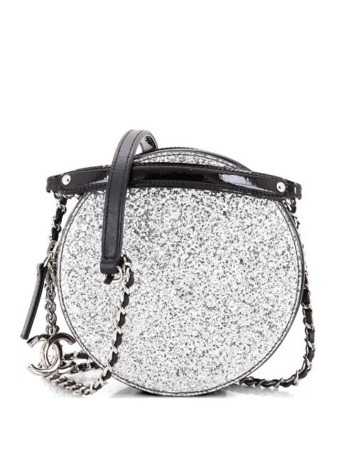 Evening On The Moon Round Evening Bag Glittered PVC with Patent Mini crossbody bag by CHANEL 